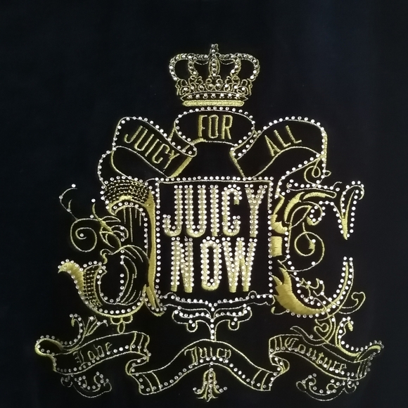 Juicy Couture Genuine Y2K Zip Up Rhinestone Embellished Back Navy and Gold Small - Picture 8 of 13